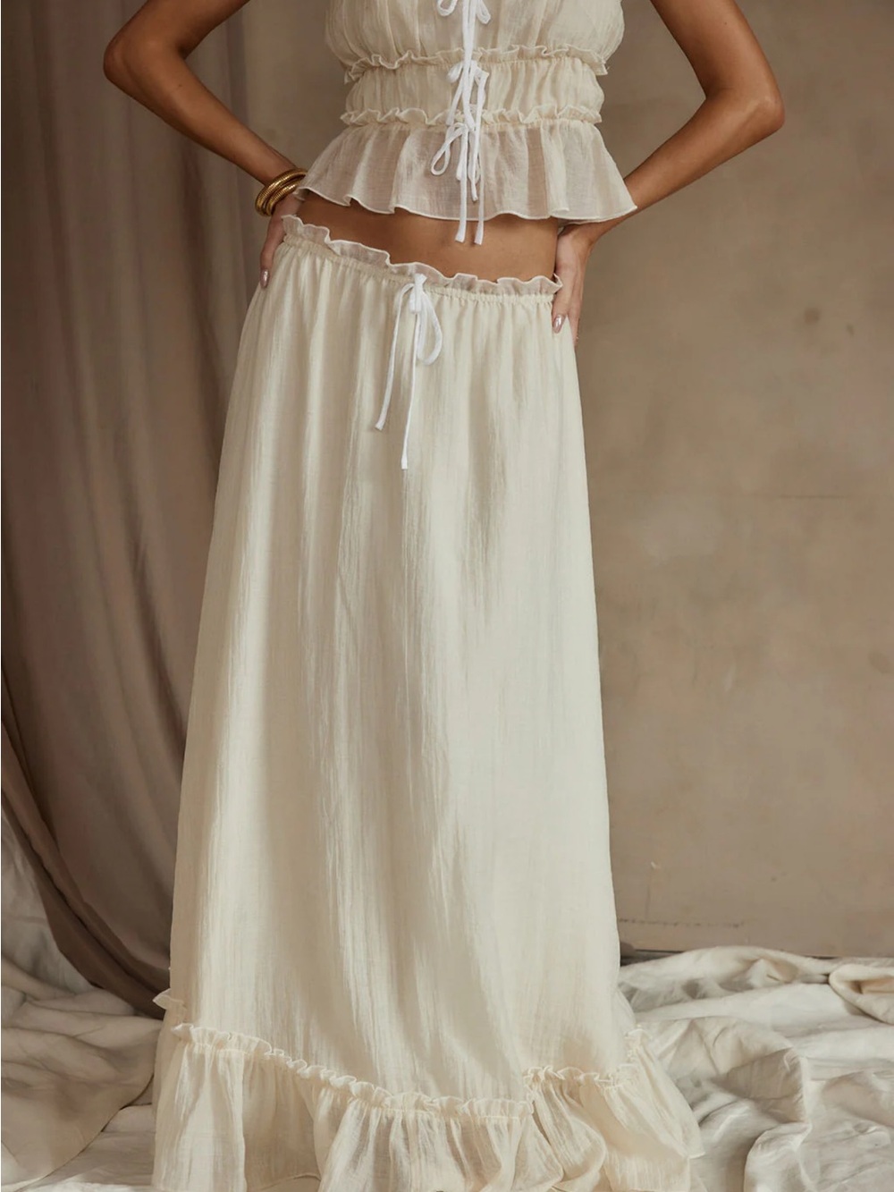 Dahlia Baby Yellow Maxi Skirt with- Women